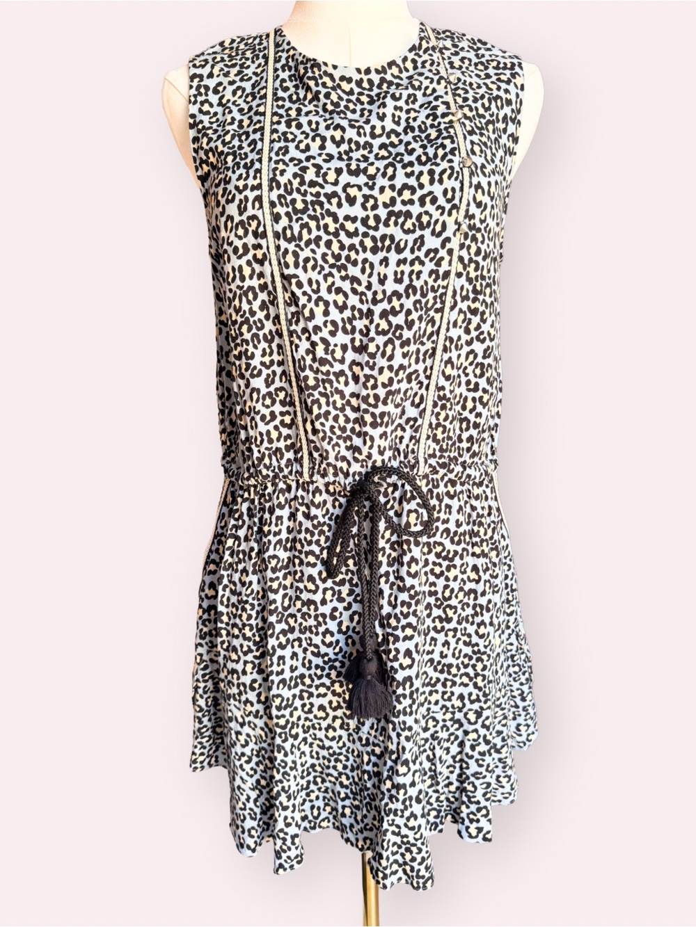 Rachel Rachel Roy Leopard Print Drop Waist Sleeveless Dress